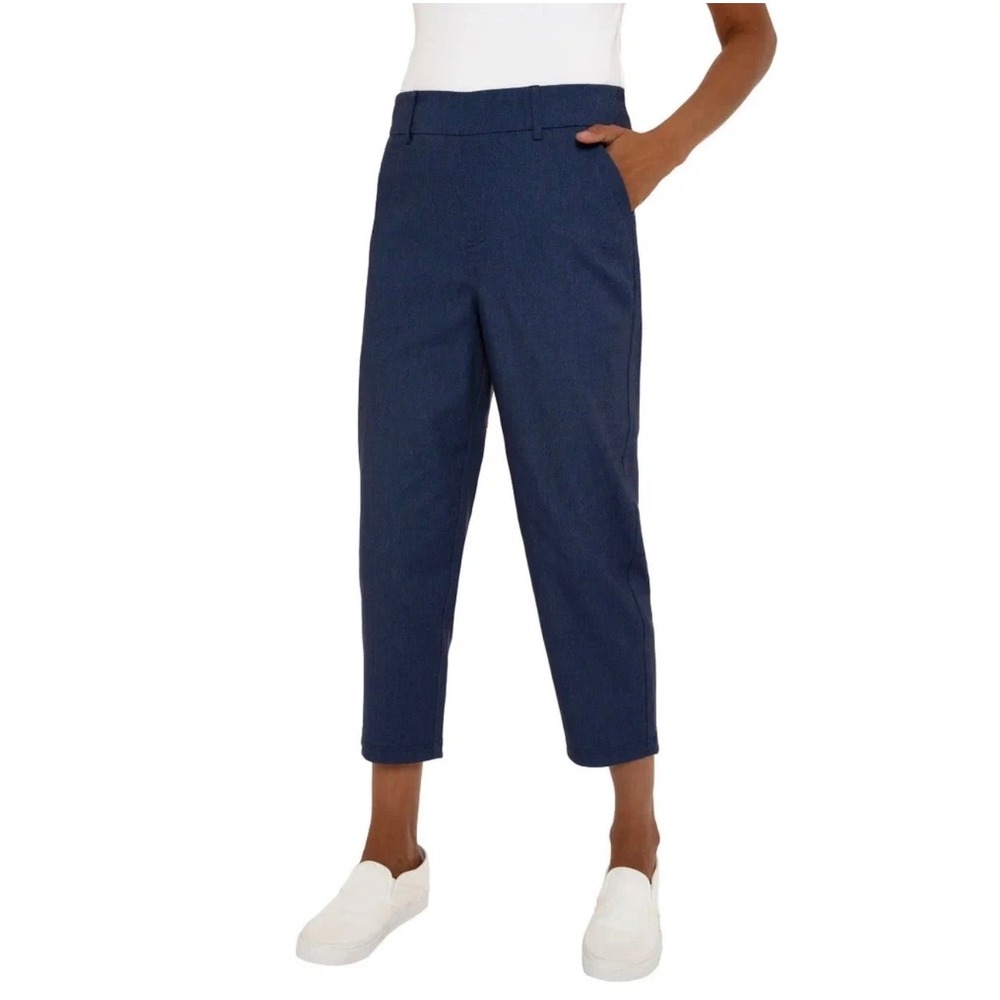 Mario Serrani Womens Blue Capri Pants Stretch Cropped Trousers •M• Casual Preppy